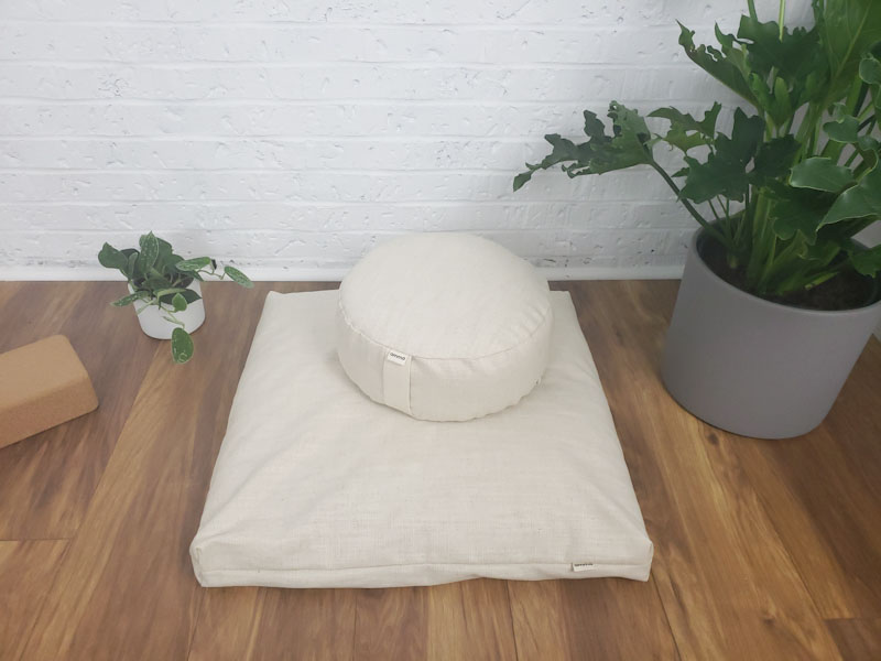 Meditation cushion set (Zafu & Zabuton) in sand Linen and cotton · Amma  Thérapie